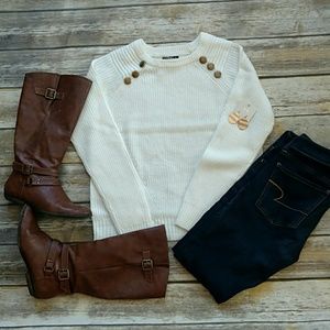 Button Shoulder Sweater